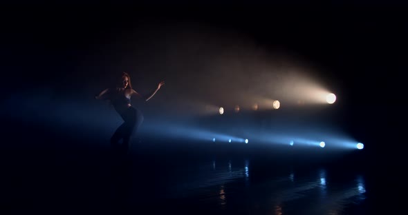 Young Slim Girl Dancing Strip Plastic On Stage Stock Footage Videohive