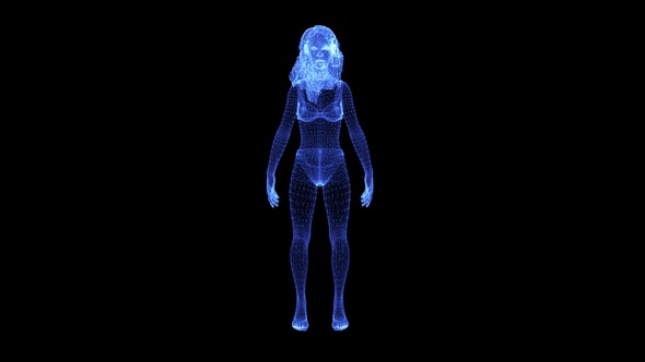 Hologram of a Rotating Female Body in Lingerie