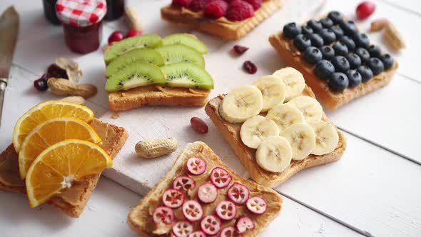 Assortment of Healthy Fresh Breakfast Toasts alt