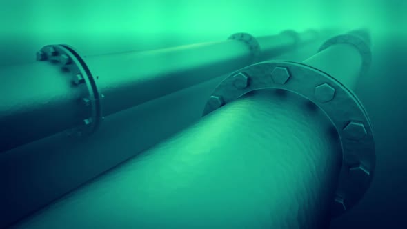 Animation of the underwater pipeline on the bottom of sea or ocean. Loopable. HD alt