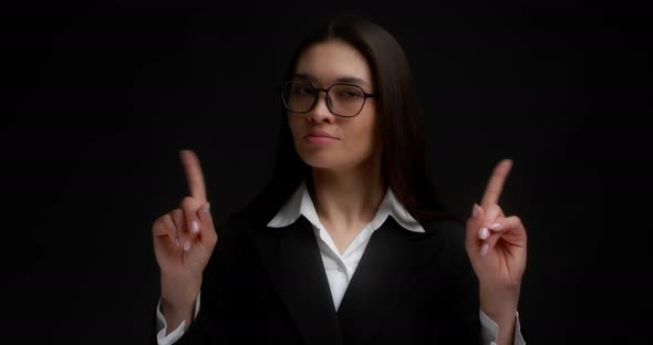 Business Woman Showing a Gesture with Her Index Fingers