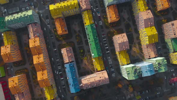 Colorful Buildings of a Residential District. Top