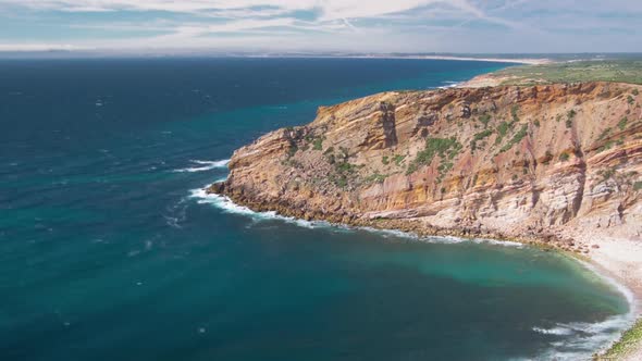 View of the Beautiful Coastline Near Cape Espichel Sesimbra Portugal Timelapse alt
