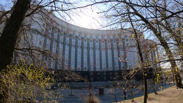 Government Building of Ukraine in Kyiv  Cabinet of Ministers Slow Motion alt