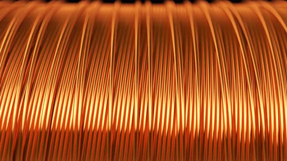 Copper wire loopable animation. Electricity power conductor metal Industrial. alt