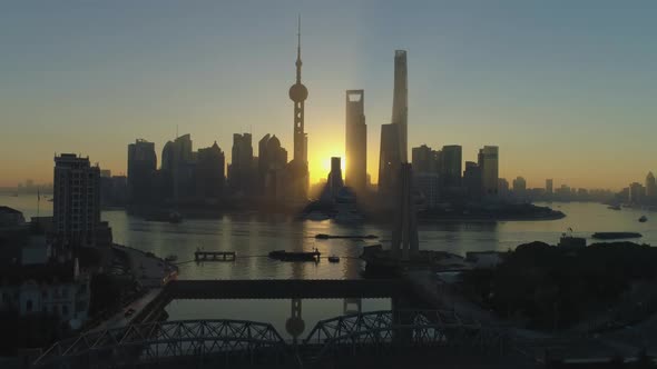 Shanghai at Sunrise. Aerial View alt