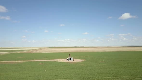 Aerial view of farmlands on Eastern Plains in the Spring. alt