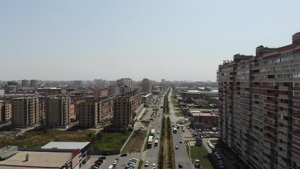 Aerial view of the road and traffic. alt