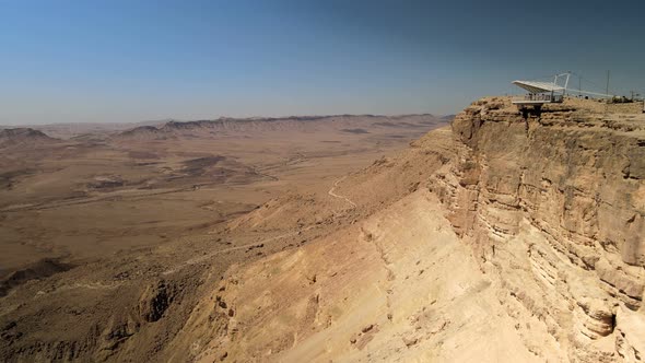 Desert Landscape Over Mitzpe Ramon Crater in the Negev Fly