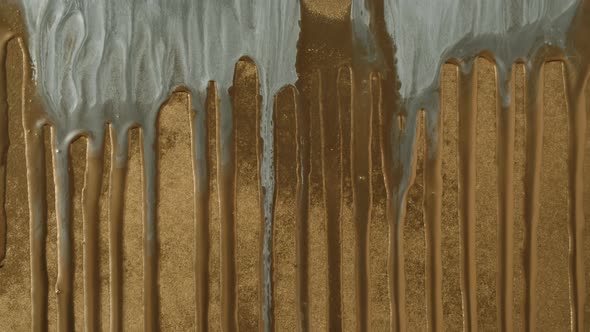 Silver Paint Background Color Tint Drops on Golden Wall Closeup alt