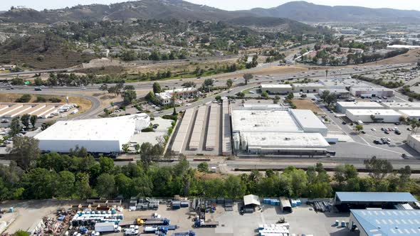 Aerial View of San Marcos Neighborhood with Highway Street Factories alt