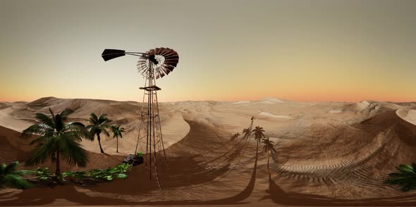 Vr 360 Camera Moving Above Desert. Ready for Use in Vr360 Virtual Reality alt