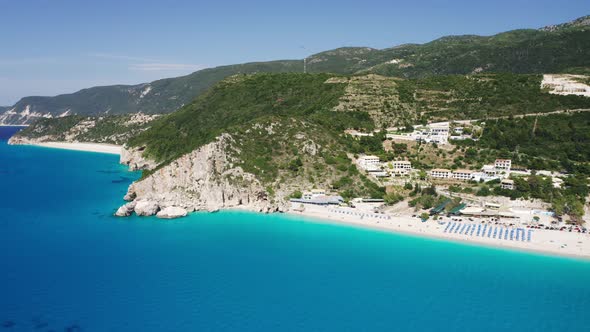 Aerial view of coastline at Greek island. alt