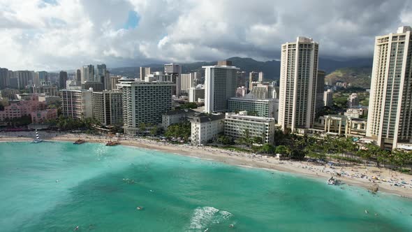 Stunning Waikiki Beach Aerial Parallax 4 K