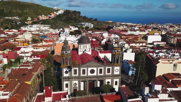 View From the Height on Cathedral and Townscape San Cristobal De La Laguna Tenerife Canary Islands alt