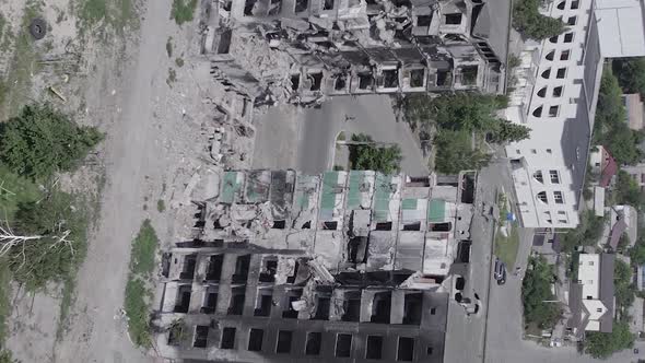 Vertical Video of a House Destroyed By the War in Ukraine alt