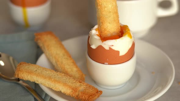 Toast Bread Dips in Softboiled Egg