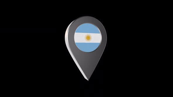 3d Animation Map Navigation Pointer With Argentina Flag With Alpha Channel  - 2K alt