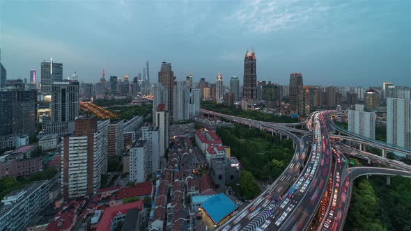 Shanghai, China, Timelapse  - Nine Dragon Pillar Day to Night