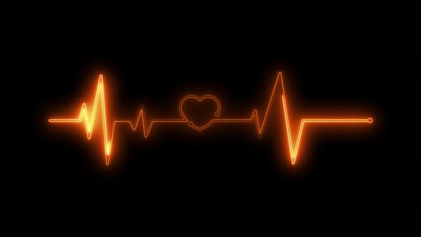 Neon animation seamless heartbeat movement. 4K video background.