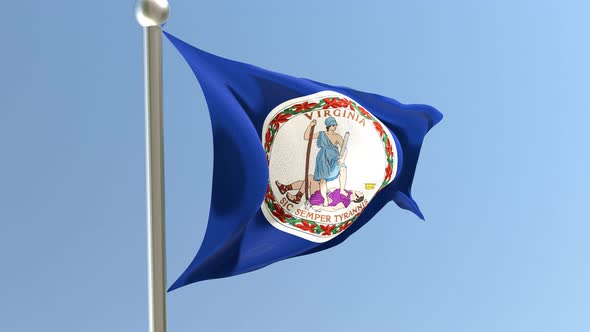 Virginia flag on flagpole. alt
