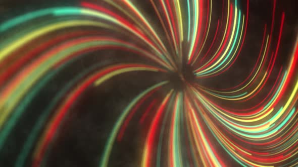 Abstract Animation of Neon Lines Twisted Into Spiral.  60 Fps Footage
