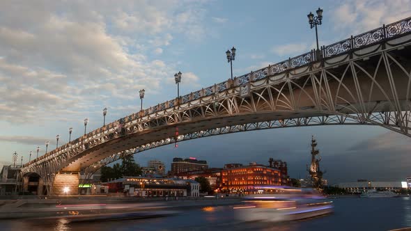 Sunset View of Bridge on Moscow River