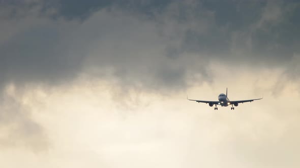 Civilian Plane Against a Stormy Sky