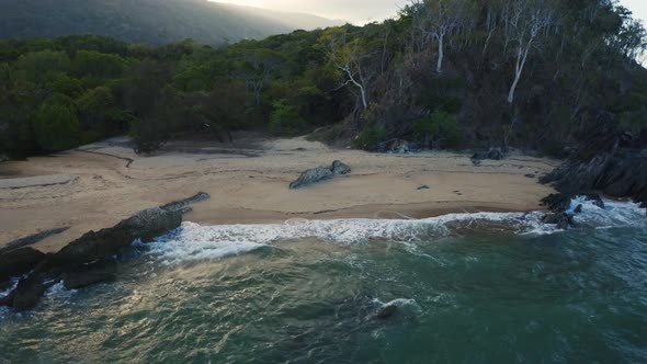 6196 Aerial, Beautiful Seascape And A Beach With Beautiful Rocks In Palm Cove, Queensland, Australia