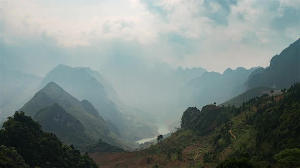 Ha Giang Valley, Vietnam, Timelapse  - Ha Giang Valley Midshot