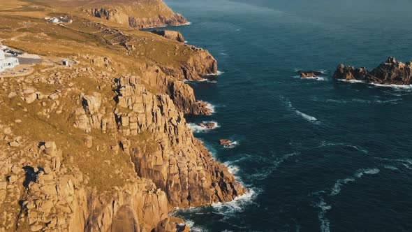 Aerial view over the Atlantic Ocean. Time lapse.