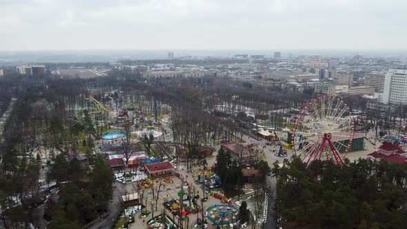 Gorky Central Park, aerial Kharkiv city center