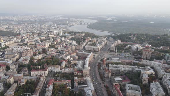 Cityscape of Kyiv, Ukraine. Aerial View, Slow Motion alt