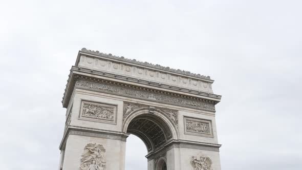 The Arc de Triomphe famous symbol of France and Paris 4K 2160p UltraHD tilt  footage - French  Trium alt