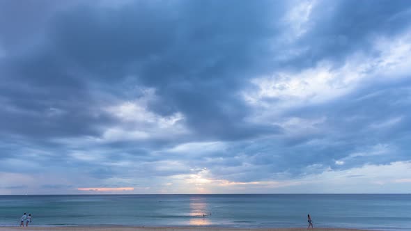 Timelapse Cloudy In Sunset On Karon Beach alt