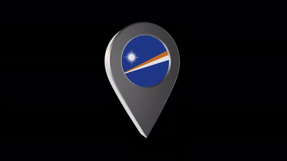 3d Animation Map Navigation Pointer With Marshall Islands Flag With Alpha Channel - 4K alt