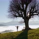 Freedom Lifestyle Portrait of Carefree Woman Standing on Hill Landscape Tree Viewpoint Outdoors - VideoHive Item for Sale