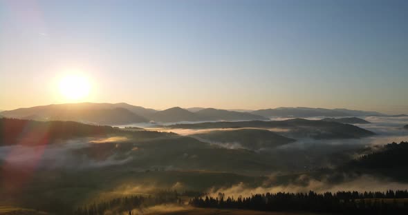 Thick Fog In The Carpathian Mountains