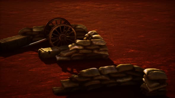 Gun Behind Sandbags During the U.S. Civil War alt