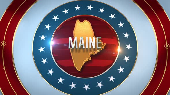 Maine United States of America State Map with Flag 4K