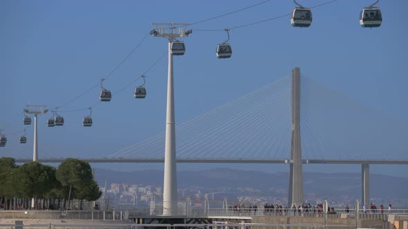 Lisbon Cable Car and Vasco Da Gama Bridge, Portugal alt