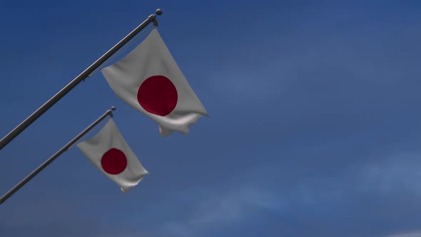 Japan  Flags In The Blue Sky - 2K