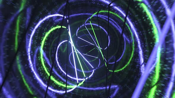 Flying in a Metal Tunnel with Neon Lighting alt