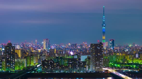 time lapse of Tokyo cityscape at night, Japan