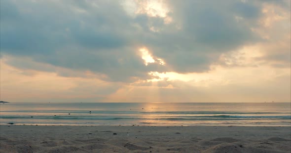 Beautiful Sunset in the Tropics on the Backdrop of the Ocean. Concept Nature, Vacation, Relaxe alt