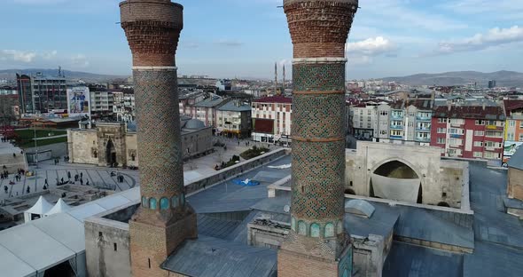 Mosque And Minaret Aerial View