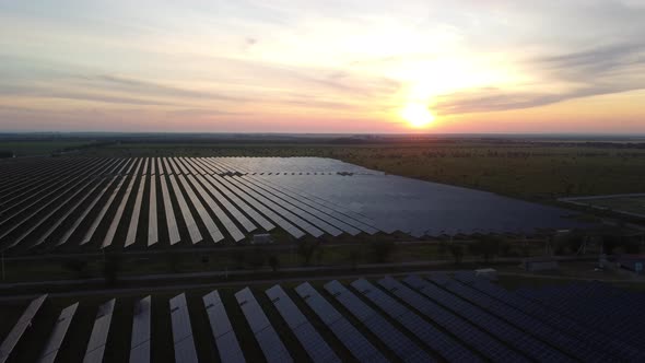 Aerial Top View of a Solar Panels Power Plant alt
