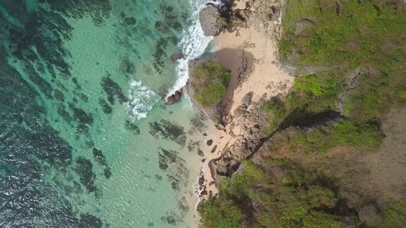 FPV Drone view over Ocean Coastline tropical beach nature alt
