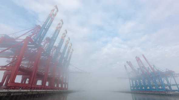 Container loading cargo freight ship, Time Lapse 4K