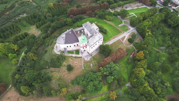 Aerial View of the Ancient Olesko Castle Near Lviv Ukraine alt
